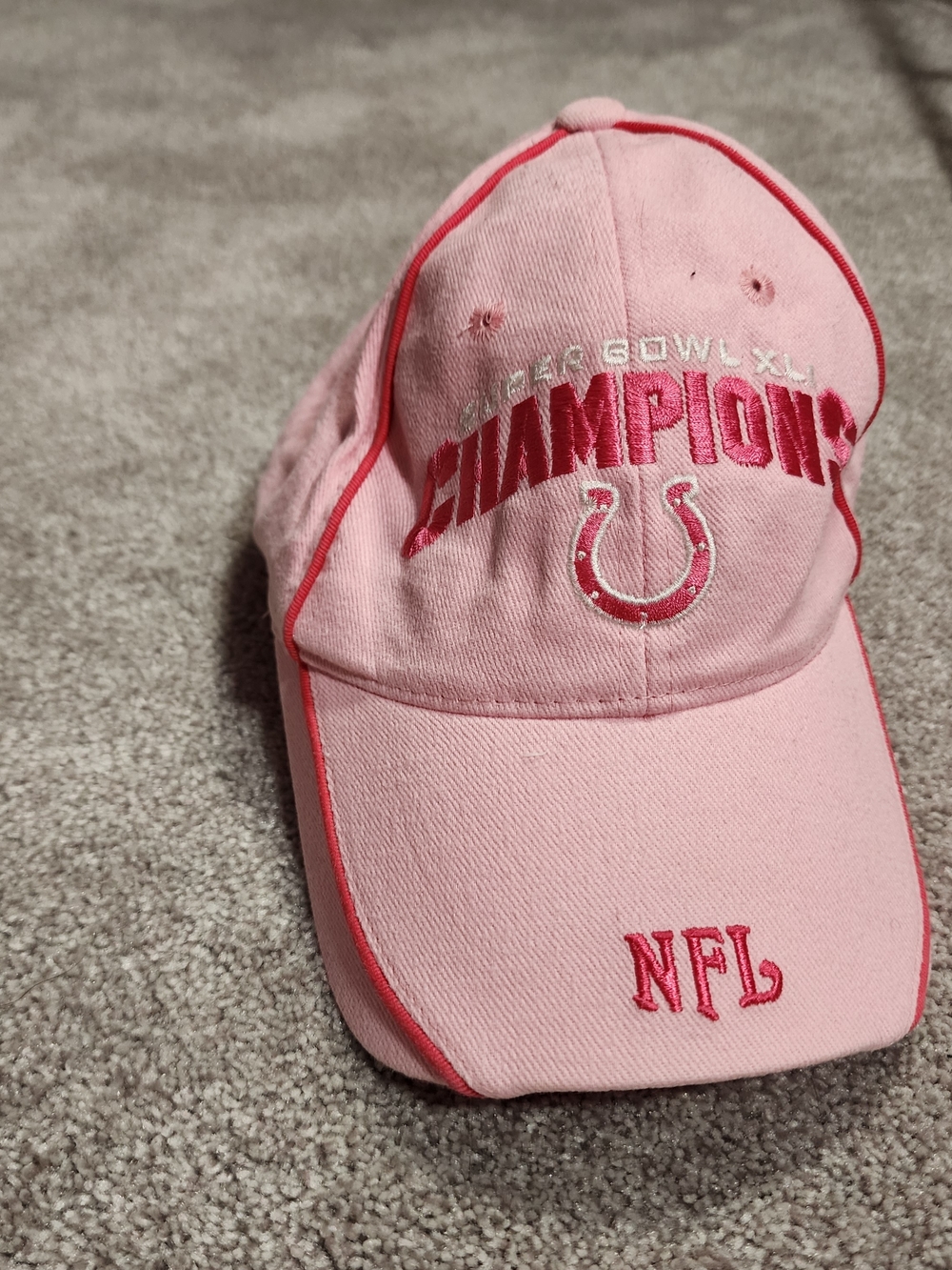 Indianapolis Colts Hat NFL Super Bowl XLI Champions Pink Adjustable Strap Hat